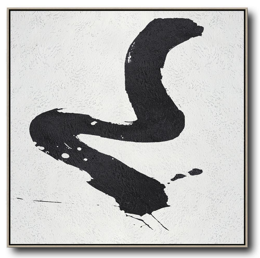 Minimal Black and White Painting #MN93A - Click Image to Close